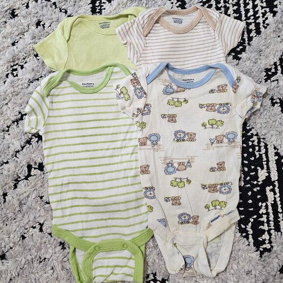 Gerber Baby Boy 4 Piece Bodysuit Set 0-3 Months - Picture 1 of 11